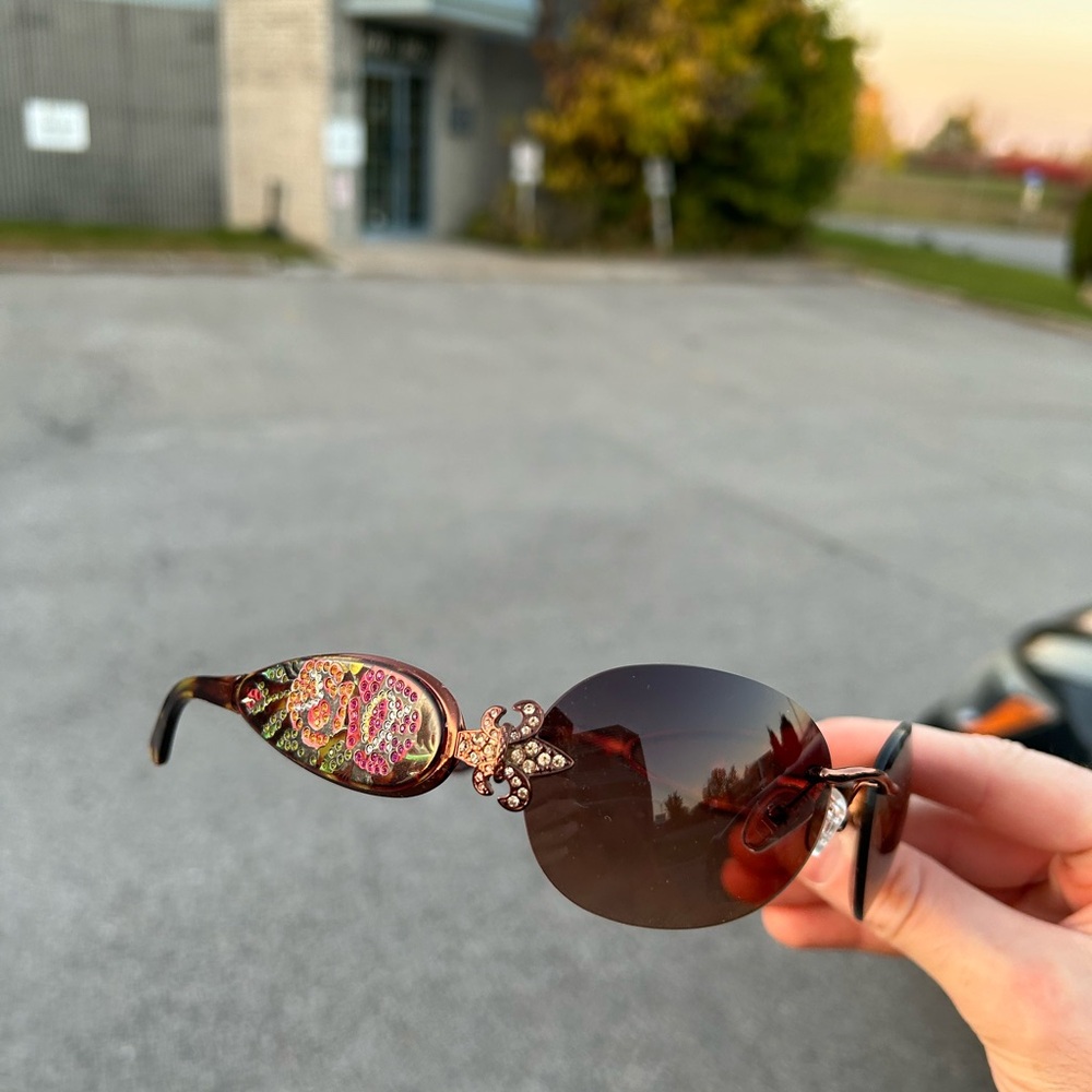 Ed Hardy Brown Sunglasses - Three old school Roses